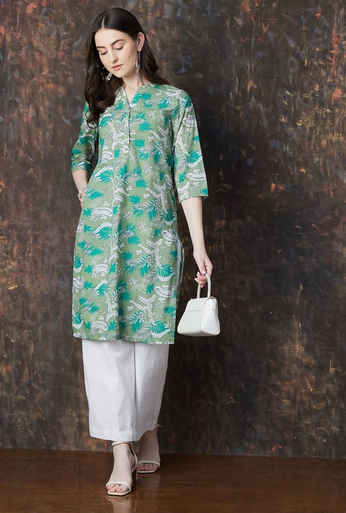 MELANGE Floral Print Straight Kurta