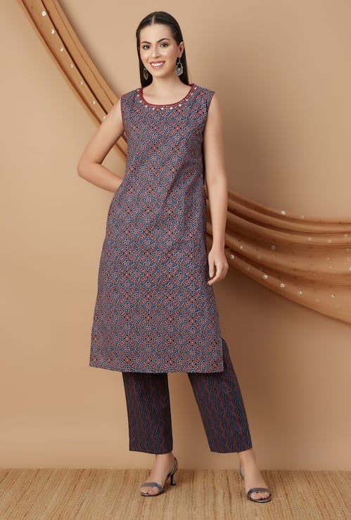 MELANGE Printed Straight Kurta Set