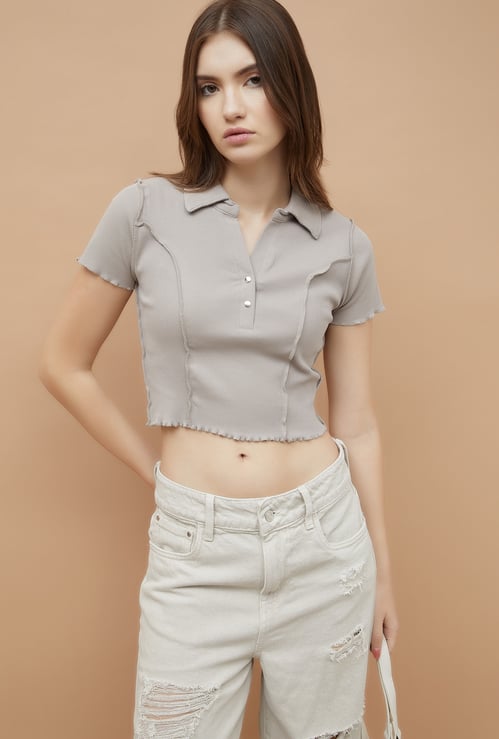 GINGER Solid Polo T-shirt