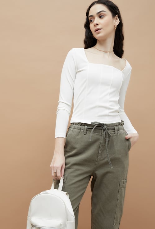 GINGER Ribbed Square Neck Top