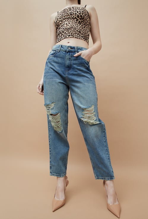 GINGER Distressed Regular Fit Jeans