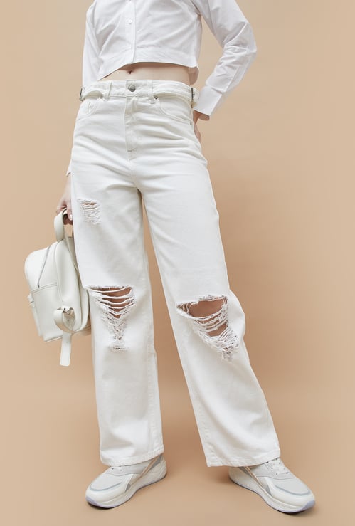 GINGER Distressed Regular Fit Jeans