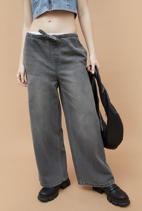 GINGER Stonewashed Wide Leg Jeans