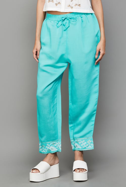 RANGRITI Drawstring Waist Straight Pants