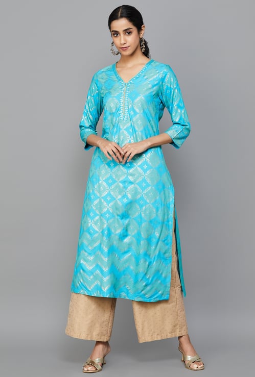 RANGRITI Ikat Print Straight Kurta