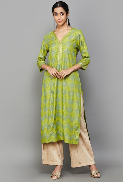 RANGRITI Ikat Print Straight Kurta