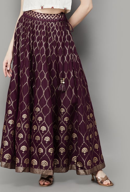 BIBA Foil Printed Maxi Skirt