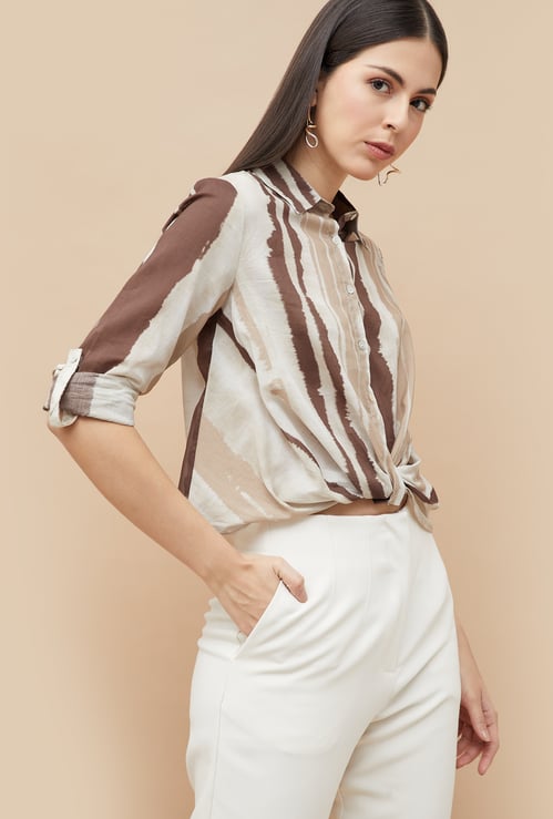CODE Tie-Dye Knotted Shirt