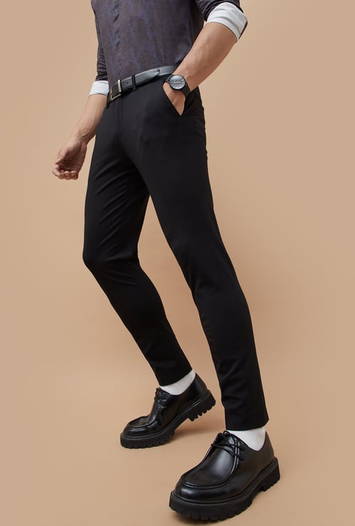 CODE Solid Slim Tapered Formal Trousers