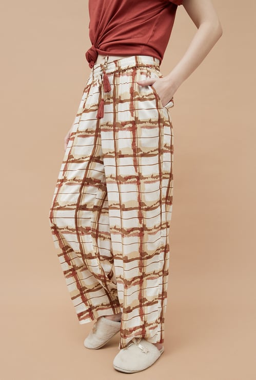 GINGER Checked Wide Leg Lounge Pants