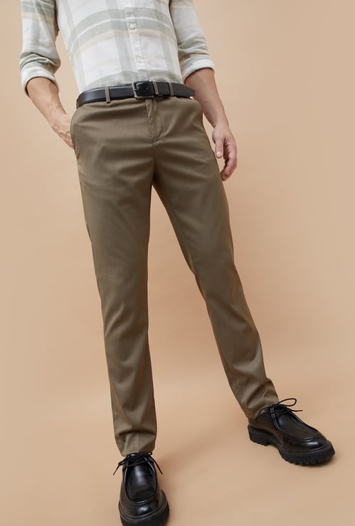 CODE Solid Regular Fit Formal Trousers
