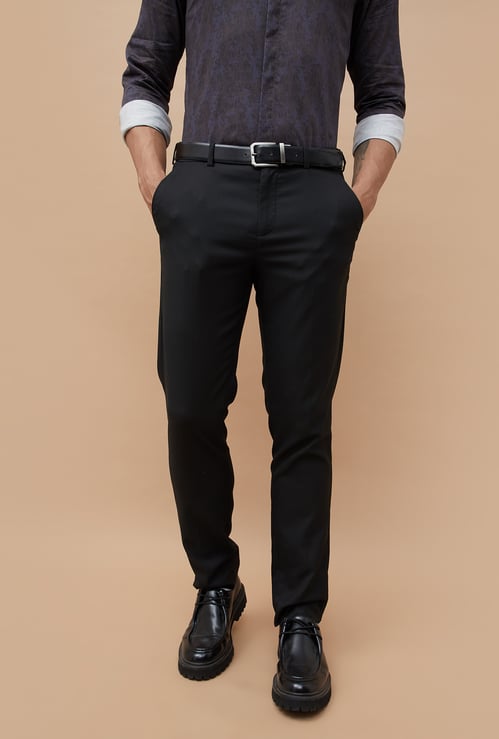 CODE Solid Slim Tapered Formal Trousers