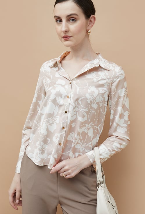 CODE Floral Print Regular Fit Shirt