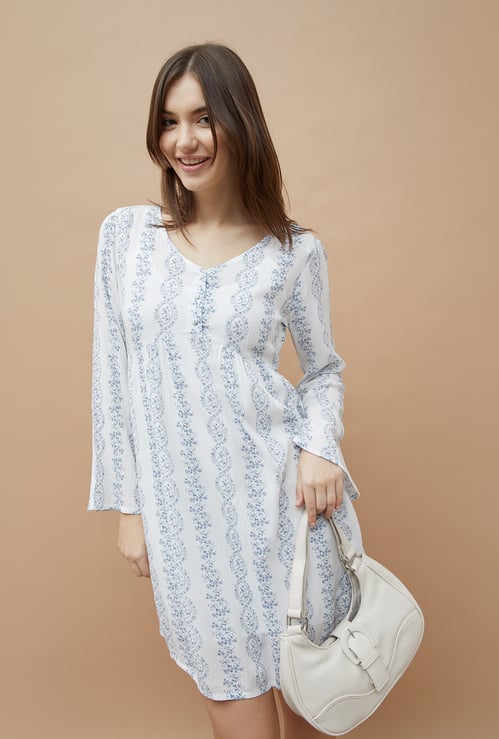 FAME FOREVER Print A-Line Dress with Camisole