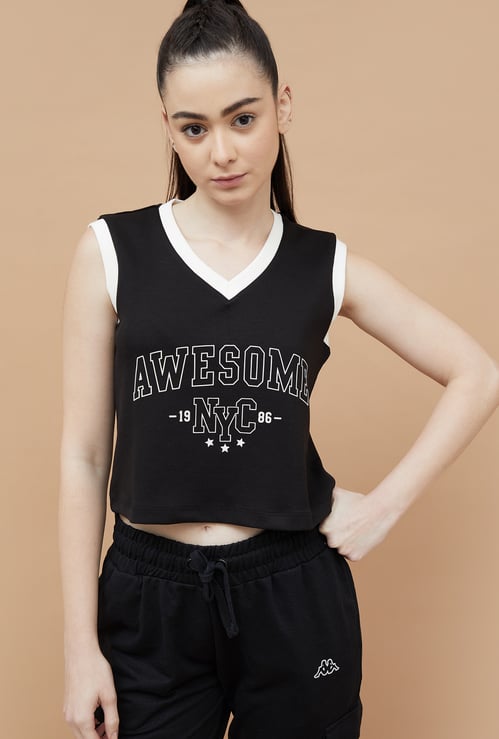 KAPPA Printed Sleeveless Crop T-shirt