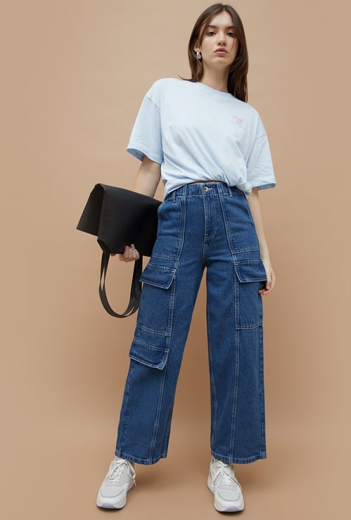 GINGER Washed Denim Cargos