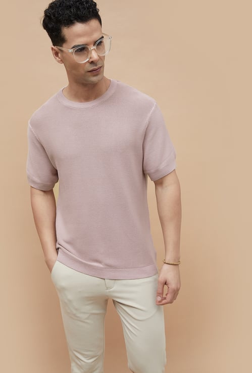 CODE UNWIND Knitted Half Sleeves Sweater