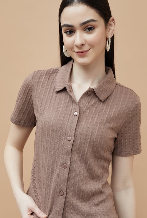 FAME FOREVER Textured Regular Fit Shirt