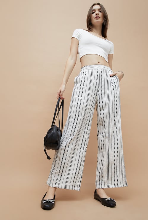 FAME FOREVER Striped Wide-leg Trousers