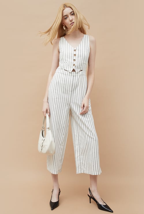 GINGER Striped Wide Leg Jumpsuit