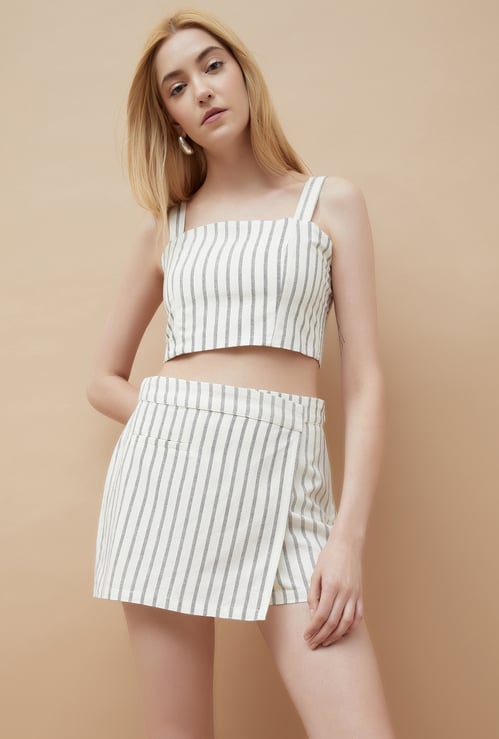 GINGER Striped Wrap Mini Skorts