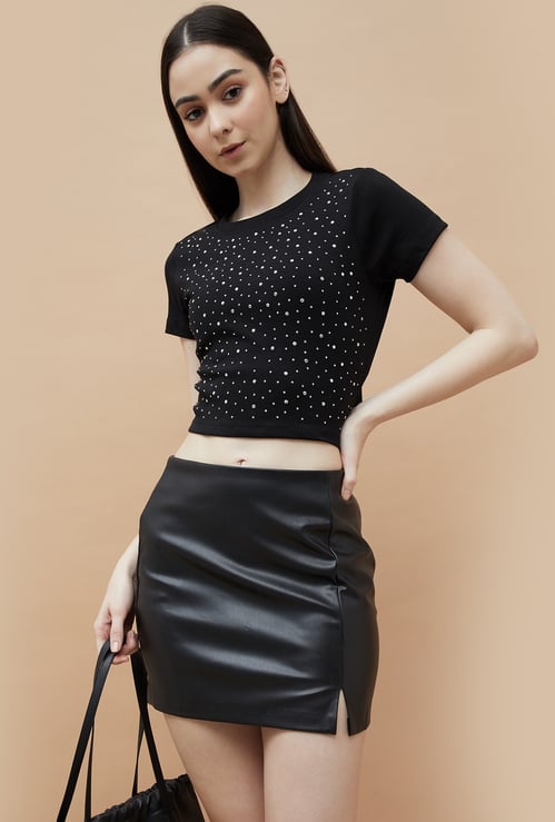 GINGER Embellished Crop T-shirt