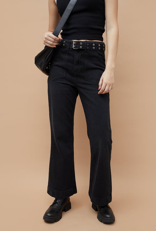 GINGER Solid Flared Jeans