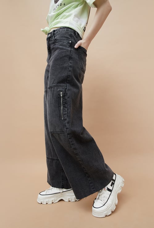 GINGER Dark Wash Wide Leg Jeans