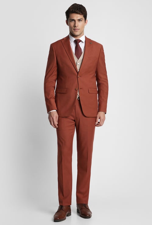 PETER ENGLAND Solid Slim Fit Formal Three Piece Suit