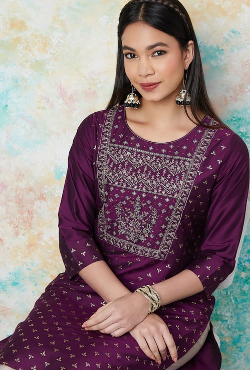 MELANGE Foil Print Straight Kurta