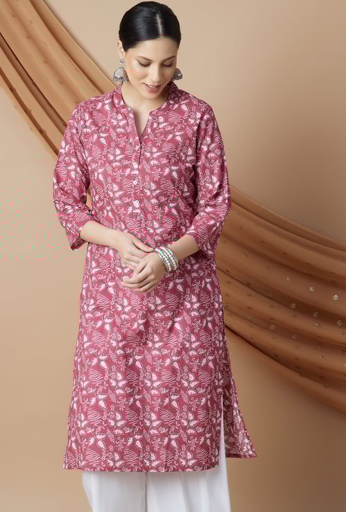 MELANGE Floral Printed Straight Kurta