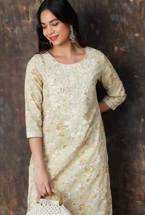 MELANGE Floral Print Straight Kurta