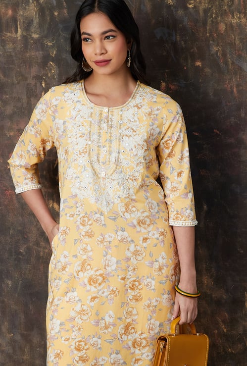 MELANGE Floral Print Straight Kurta