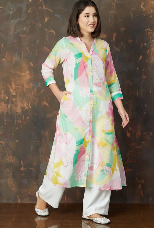 MELANGE Floral Print A-line Kurta