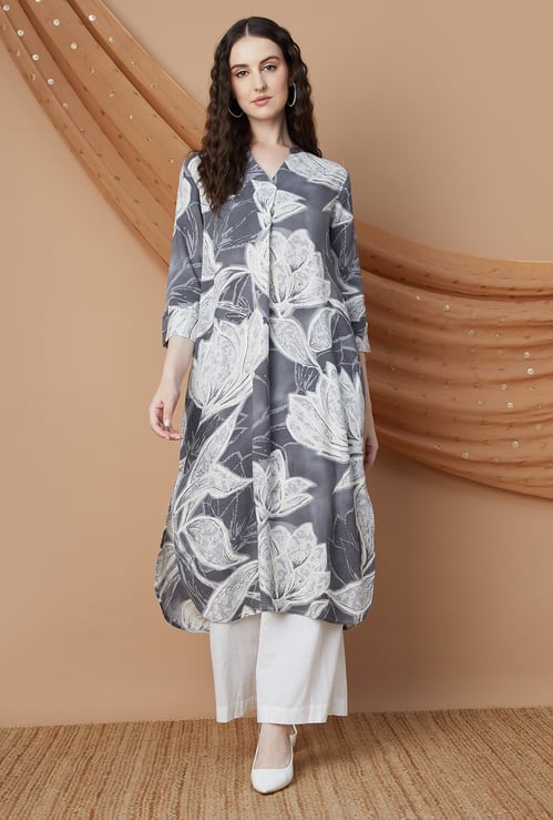 MELANGE Floral Print Straight Kurta