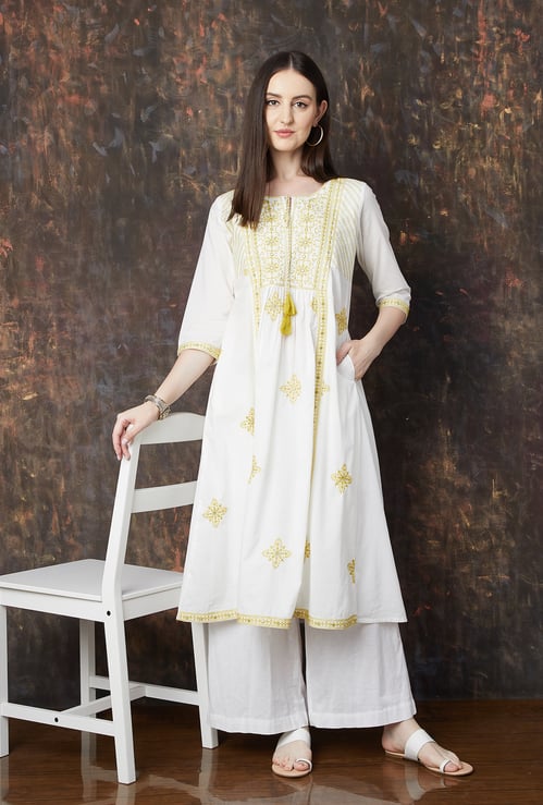 MELANGE Embroidered A-line Kurta