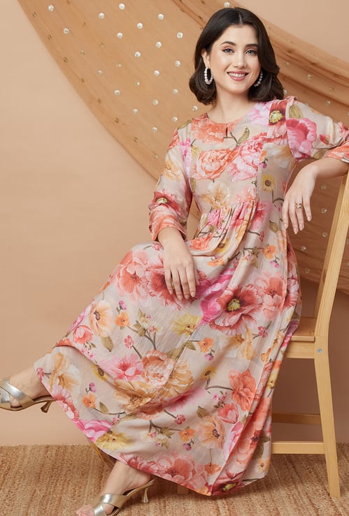 MELANGE Floral Print Kalidar Kurta Set