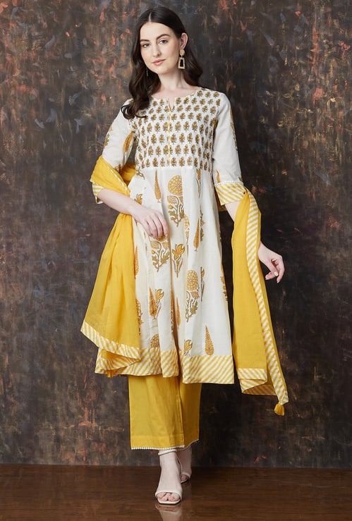MELANGE Printed A-Line Kurta Set