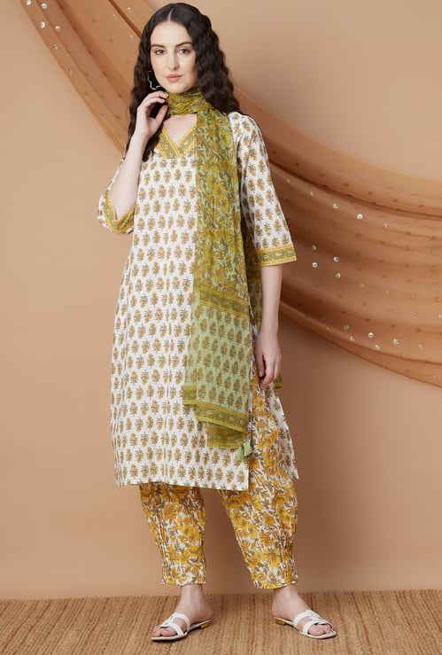 MELANGE Handblock Print Straight Kurta Set