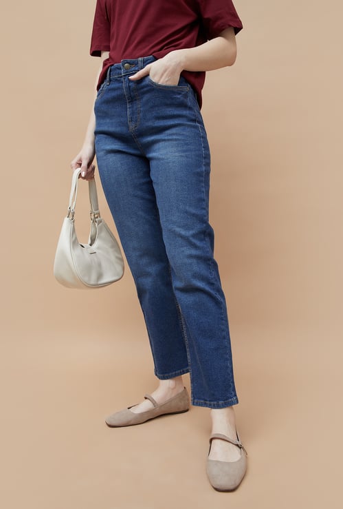 FAME FOREVER Washed Straight Fit Jeans