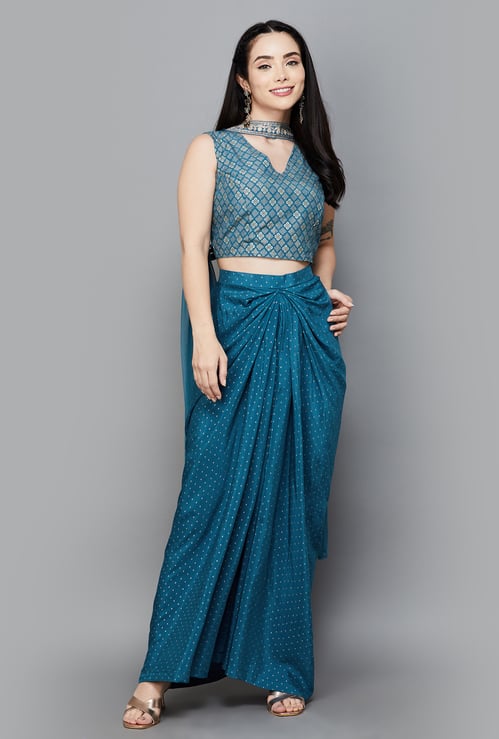 SPAN Geometric Print Lehenga Set