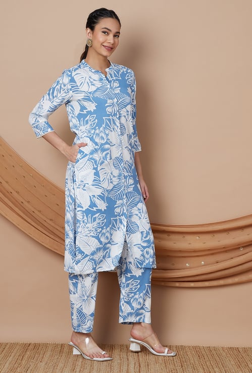MELANGE Floral Print Straight Kurta Set