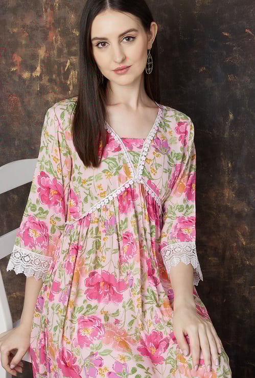 MELANGE Floral Print Flared Kurta