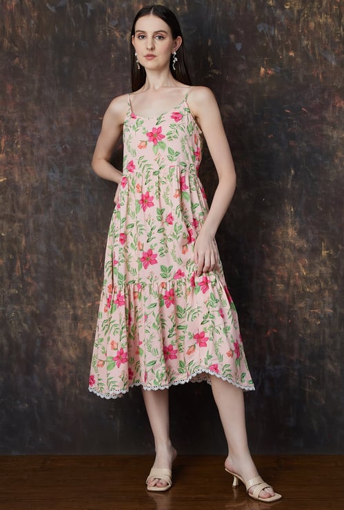 MELANGE Floral Print Tiered Dress