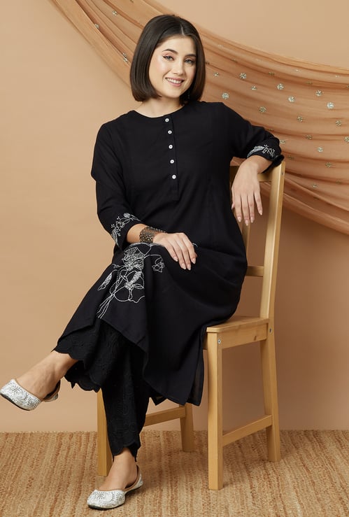 MELANGE Embroidered A-line Kurta