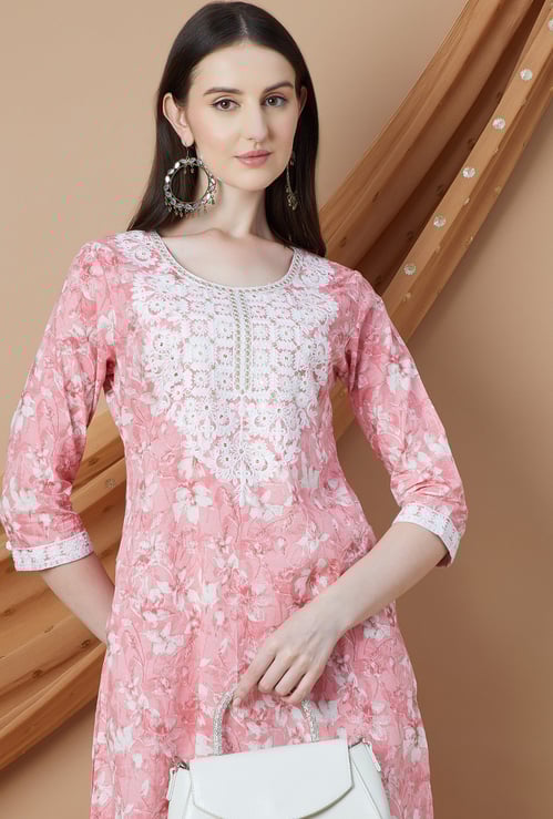 MELANGE Floral Printed Straight Kurta