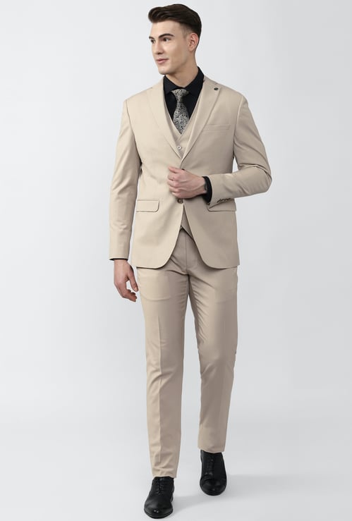 PETER ENGLAND Solid Slim Fit Three Piece Suit