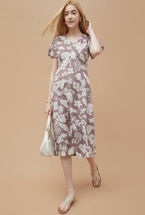FAME FOREVER Floral Print A-line Dress