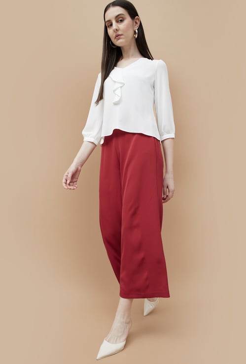CODE Solid Wide-Leg Culottes