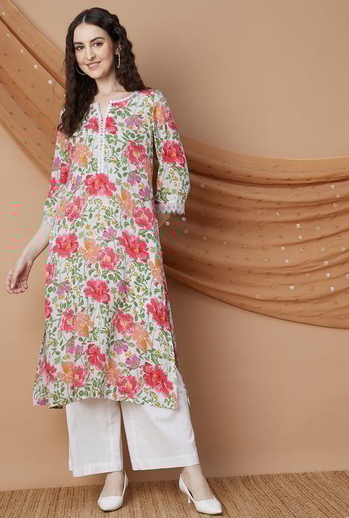 MELANGE Floral Print A-line Kurta